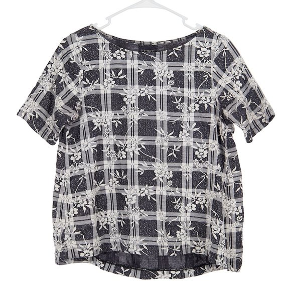 LOFT Floral Black White Blouse X-Small Petite - Picture 1 of 5